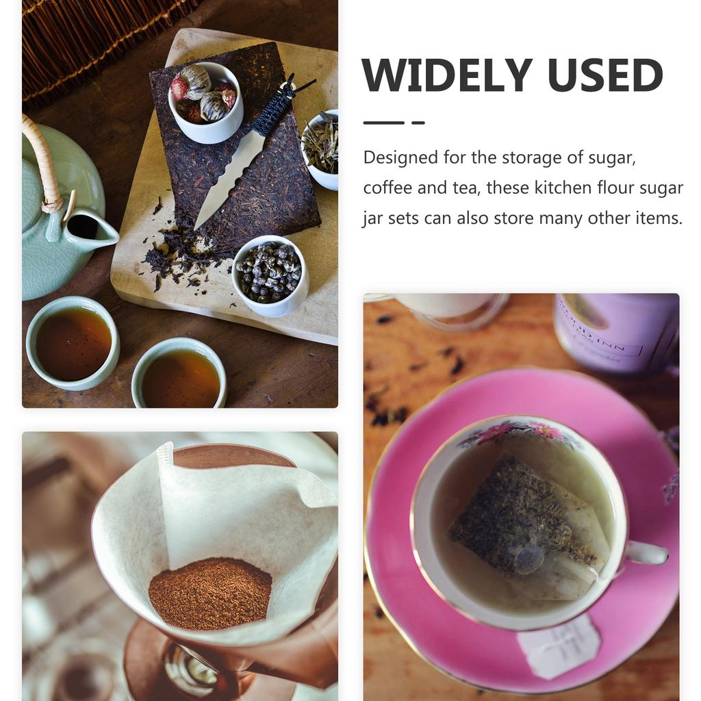 4Pcs Elegant Tinplate Canister Set Tea Jar Coffee Sugar Container Candy Storage Jar with Smooth Finish and Polished Lid for Home