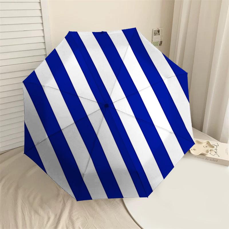 

1PC Blue White StripesAutomatic Open/Close Umbrella with Windproof, 8-Rib Sturdy Canopy, Durable Ribs, Fashionable Design, Outdoor Accessory, Fun Prin
