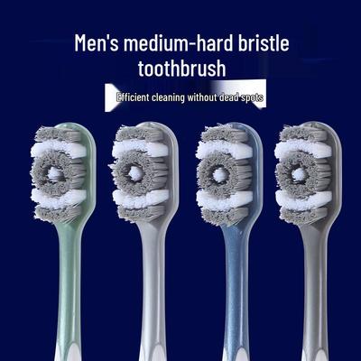 Men's Adult Toothbrush, Medium & Hard Bristles, 4-Pack