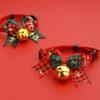 Christmas Pet Collar with Bell Bow Red Green Themed Adjustable Dog Cat Necklace Holiday Party Photo Prop Pet Fashion