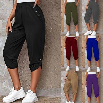 Ladies Women Cropped Trousers Three Quarter Trouser Summer Capri 3/4 Length