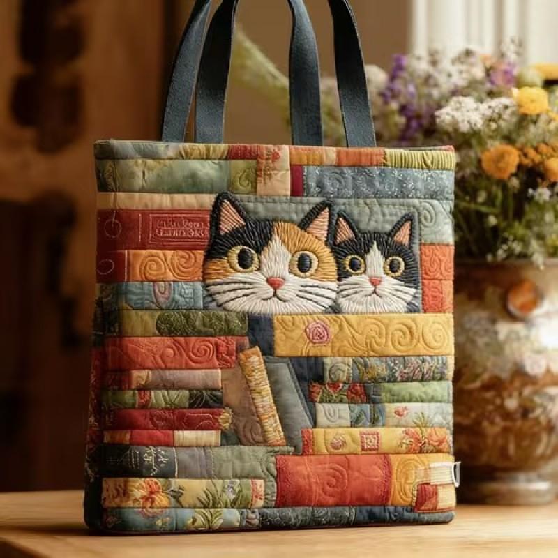 Bird Print Quilted Tote Bag - Fashion Shoulder Handbag Daily Use