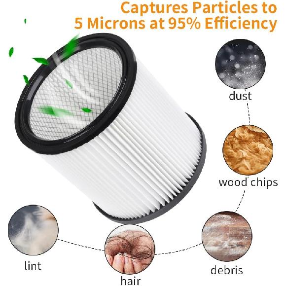 DXVC6910 Cartridge Filter Replacement for DEWALT Wet Dry Vacuum Cleaners 6-16 Gallon, Compatible with Dewalt DXV06P DXV09P DXV10P DXV10PL DXV10SA