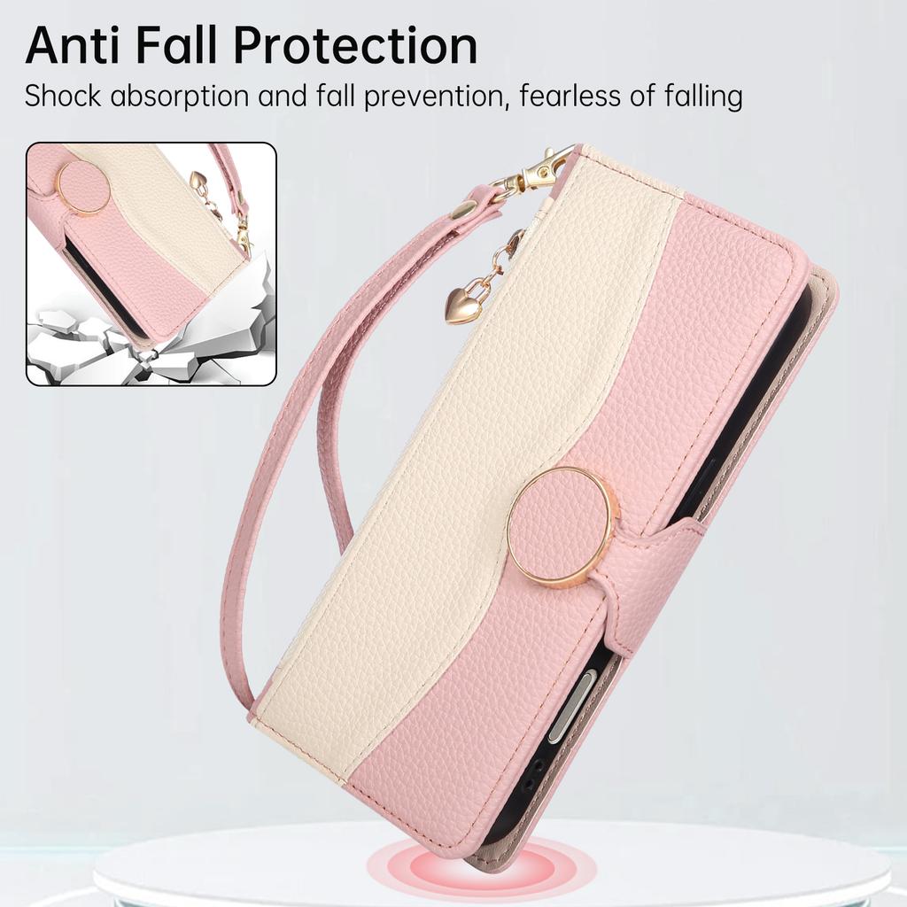 Magnetic Crossbody Lichee Pattern Cards Solt Wallet Leather Phone Case For iPhone 17 Pro Max 16 Plus 15 14 13 Long Lanyard Cover