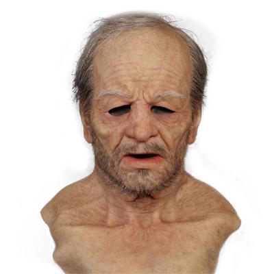 Simulation Latex Head Cover Old Man Grandpa Cosplay Halloween Headgear Prop Mask
