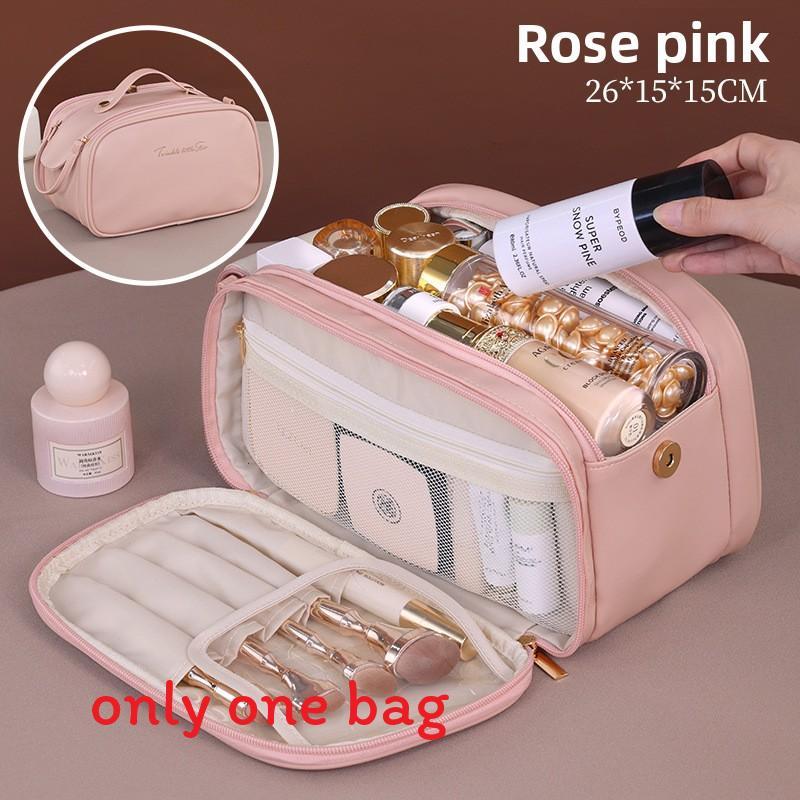 French Charm Multilayer Makeup Bag With Waterproof Pu Material For Travel And Daily Use