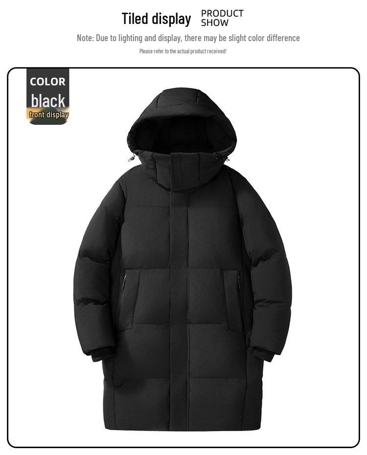 

Popular Winter Mid-Length Hooded Down Cotton Jacket for Couples M чорний