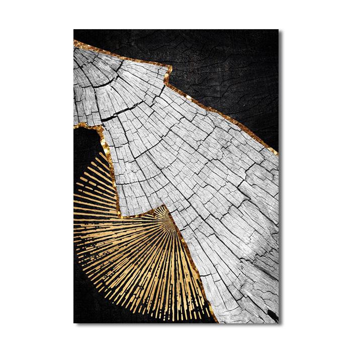Modern Abstract Golden Black Canvas Painting Wood Texture Nordic Posters and Prints Wall Art Pictures for Living Room Home Decor