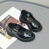 Children Fashion Leather Shoes for Boys with Black Buckle Spring and Summer 2024 New Simple Korean Style Kids Girls School Shoes