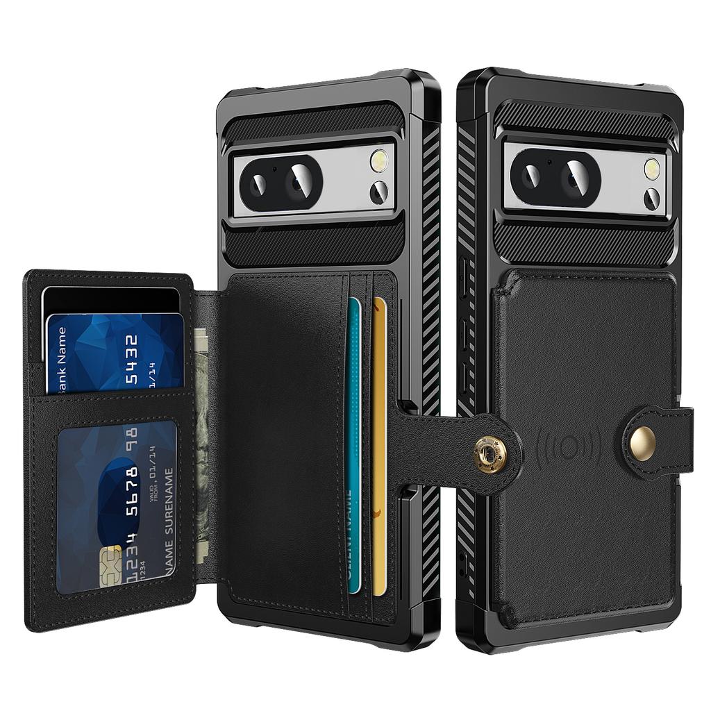 For Google Pixel 8 Pro PU Leather+TPU Anti-drop Cover Card Bag Phone Case Support Magnetic Car Mount