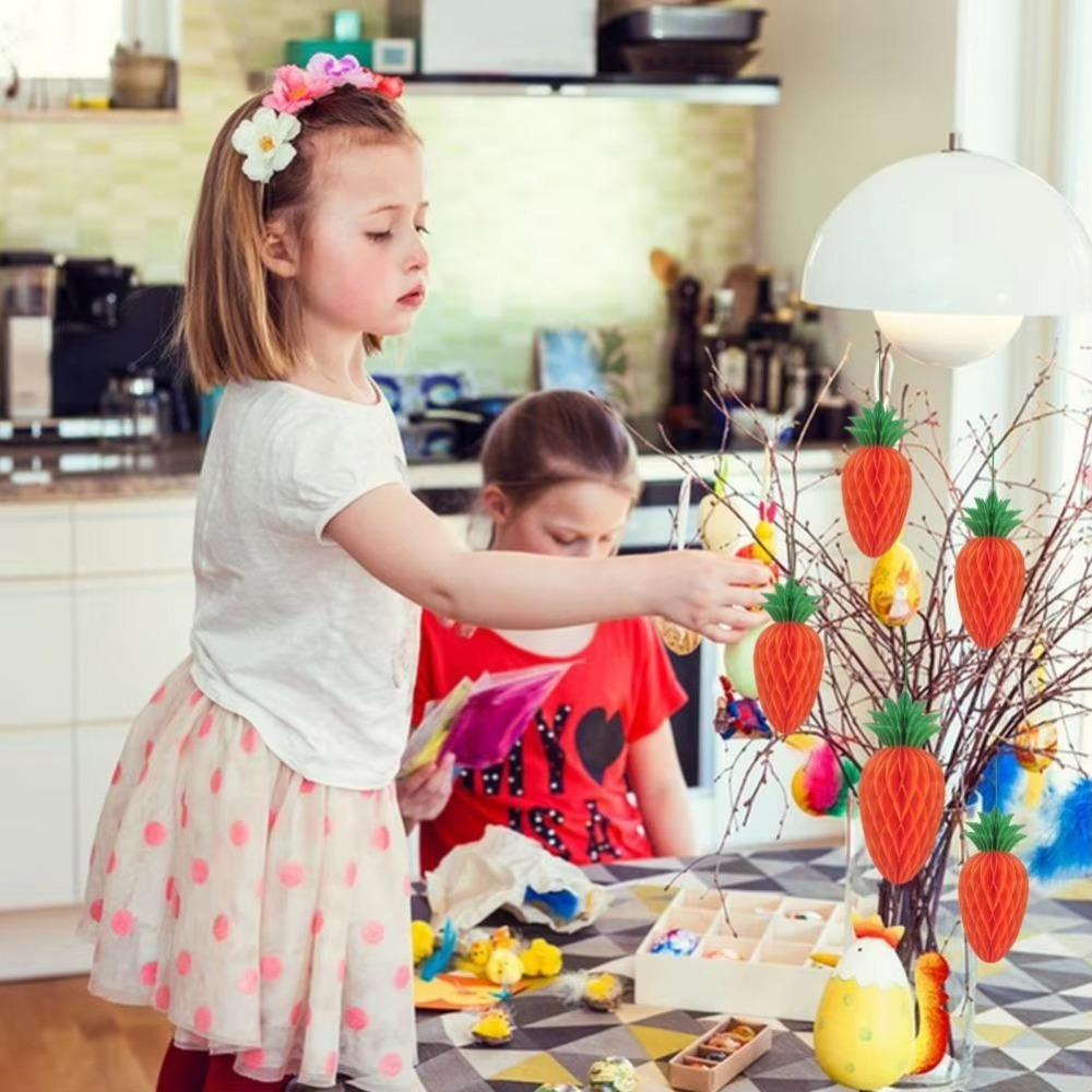 5pcs Vivid Paper Honeycomb Hanging Lantern Handmade Carrot Honeycomb Ornament  Holiday