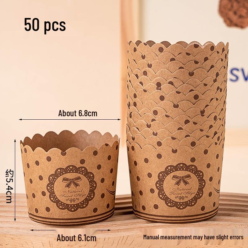 50 Hochtemperatur-Beständige Kraftpapier Muffin- & Chiffon-Kuchenförmchen - Lebensmittelqualität, Einweg, Runde Backförmchen
