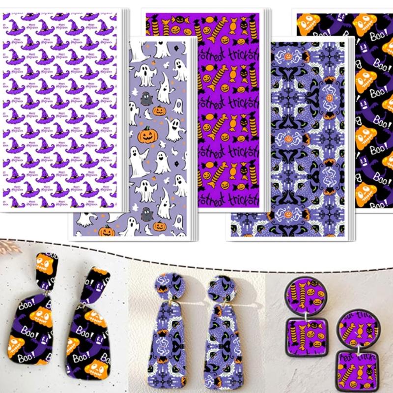 20 Pcs Clay Water Transfer Sticker Set Colorful Halloween Patterned Sticker For Pottery Fridge Art And Home Decoration