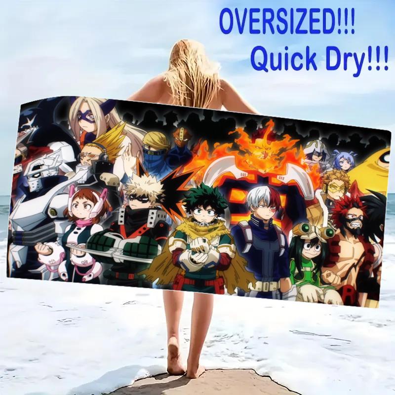 My Hero Academia Print Beach Towel, Large Soft Quick Dry Towel for Beach Camping Swimming