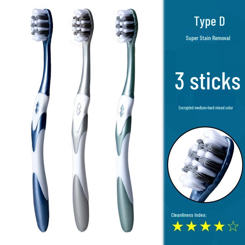 360° Medium-Hard Bristle Toothbrush for Effective Stain Removal - Spiral Filament, Soft Bristle, Adult Size