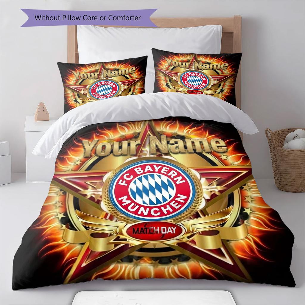 FC Bayern Munchen Custom Name Pattern Bedding,Quilt Set Quilt Cover Pillowcase Home Birthday Gift(1 * duvet cover + 2 * pillowcase, without core)