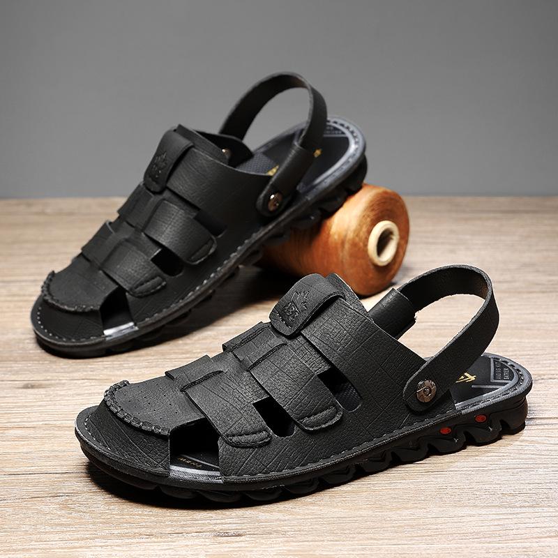 Men's Breathable Cross-Strap Closed-Toe Roman Beach Sandals