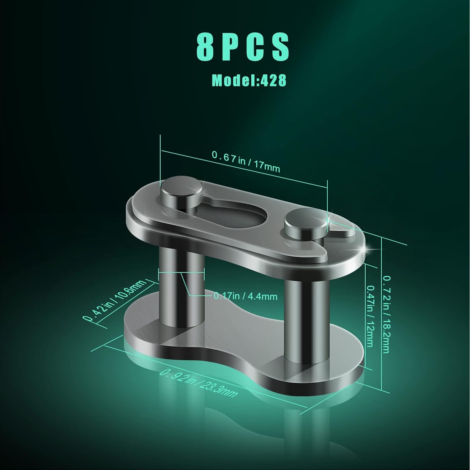 AIEX 8pcs #428 Chain Master Links, Steel Alloy Heavy Duty Roller Chain Connector Links for Bike Bicycle Mini Bike Karting Pit ATV Scooter