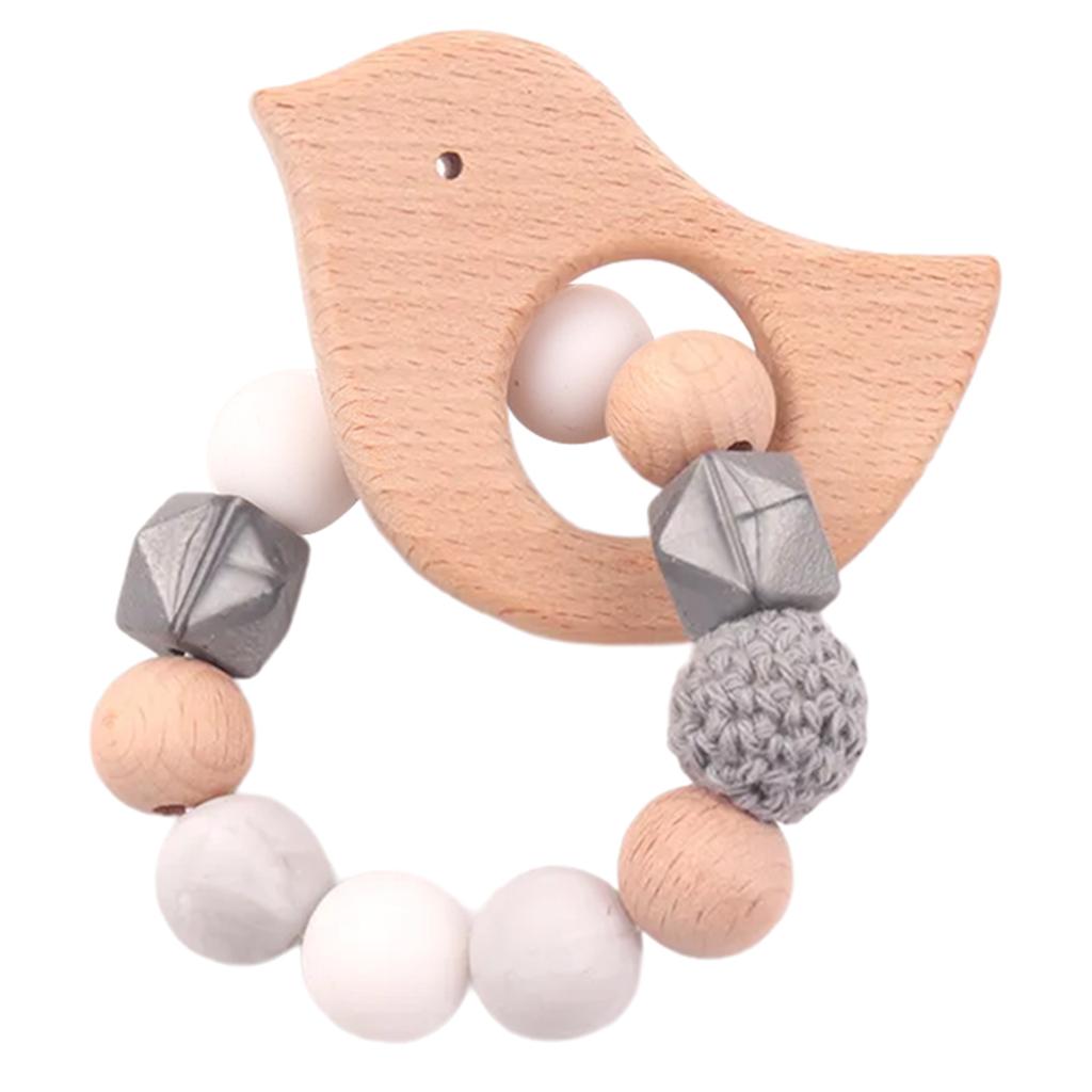 Handmade Bird/Elephant/Heart Shape Teething Bracelet Babies Toy Cute Shape Teether Toy Handheld Appease Sleeping Toy