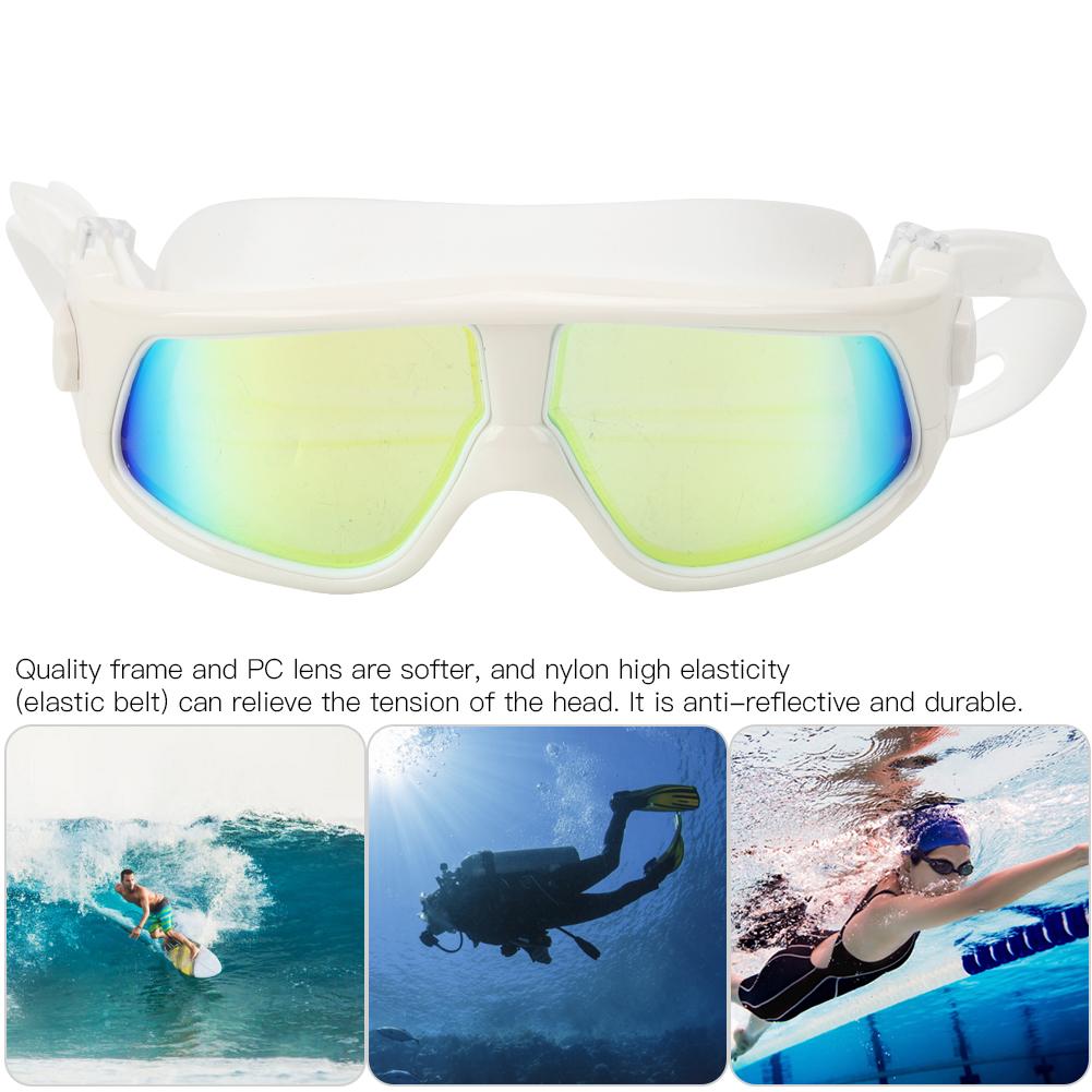 Adult Large Frame Waterproof Antifog Swimming Goggles Electroplate Plain Glass Diving Supply
