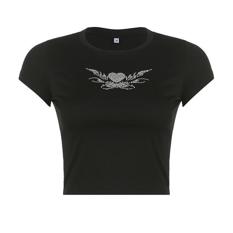 European and American Y2K Summer Contrasting Letter Printed Casual Slim Fit T-shirt