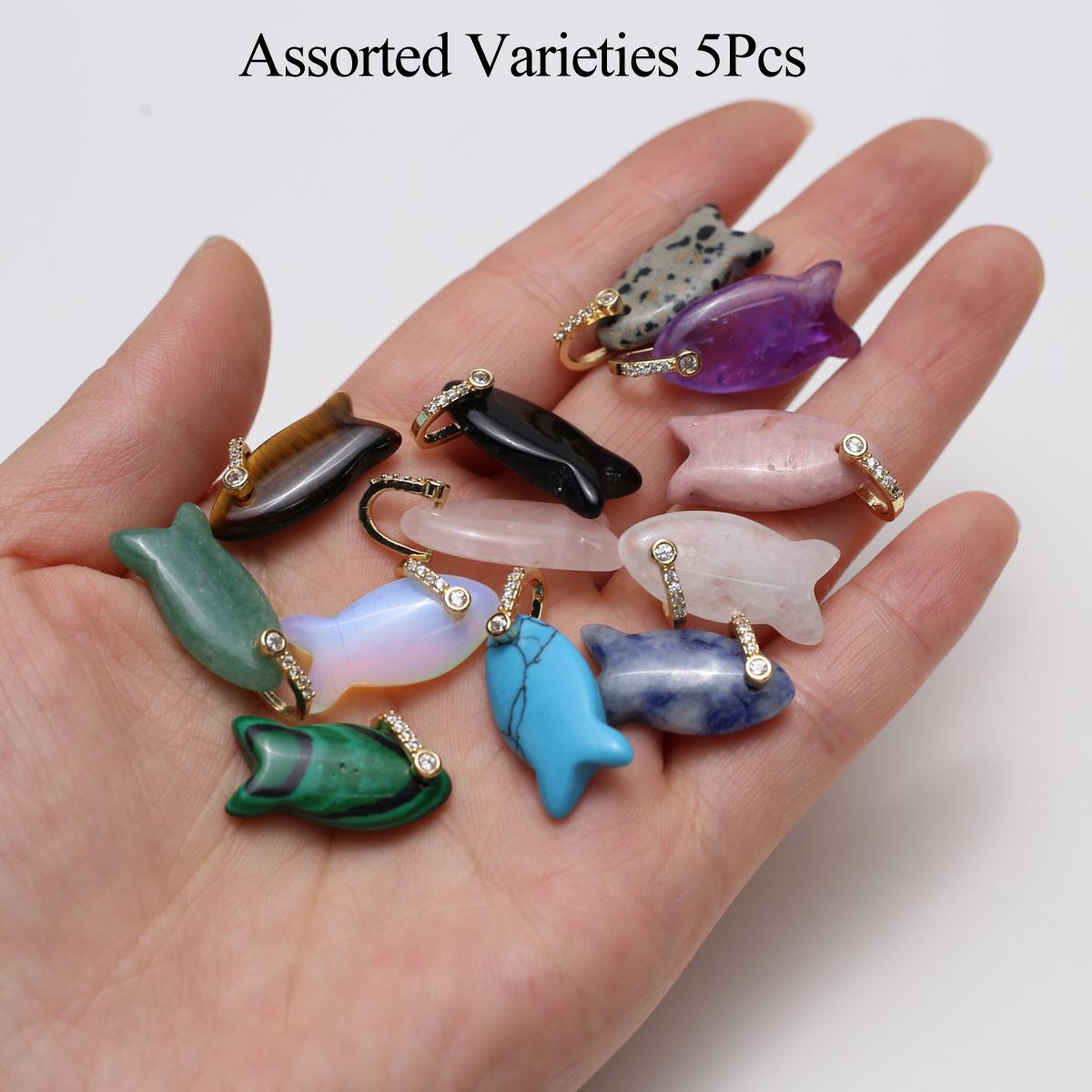 

5 шт., Подвеска из натурального камня, кристалла, розового кварца, малахита, драгоценного камня, Бохо, ручной работы, маленькие подвески-рыбки для изготовления ювелирных изделий, DIY поделок, унисекс подарок 12×18 мм 5Pcs/12x18mm
