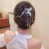 Elegant Rhinestone & Pearl Butterfly Tassel Hairpin - Women's Updo Clip