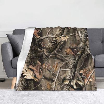 Real Tree Camouflage Blankets  Flannel Vintage Warm Throw Blankets for Bed Sofa All Season