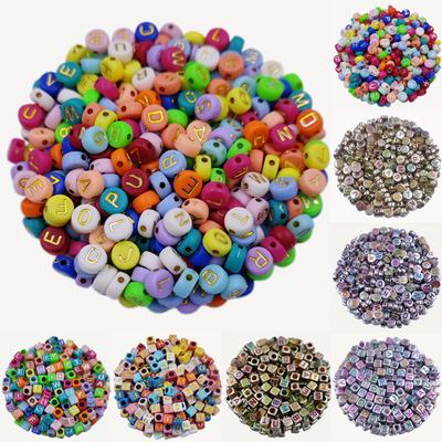 Per creazione di gioielli ciondolo collana acrilica braccialetto colore caramella fai da te artigianato unisex 50 pezzi 6/7mm perline colorate con lettere sciolte accessori
