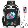 Football Star Printed Schoolbag Backpack Usb Charging Student Backpack Computer Bag