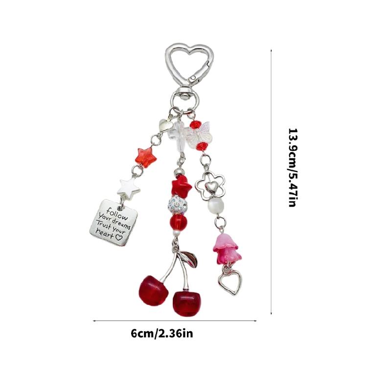 Modern Cherry Themed Keychain Accessory Crafted From Sturdy Materials Perfect For Adding Flair To Any Ensembles