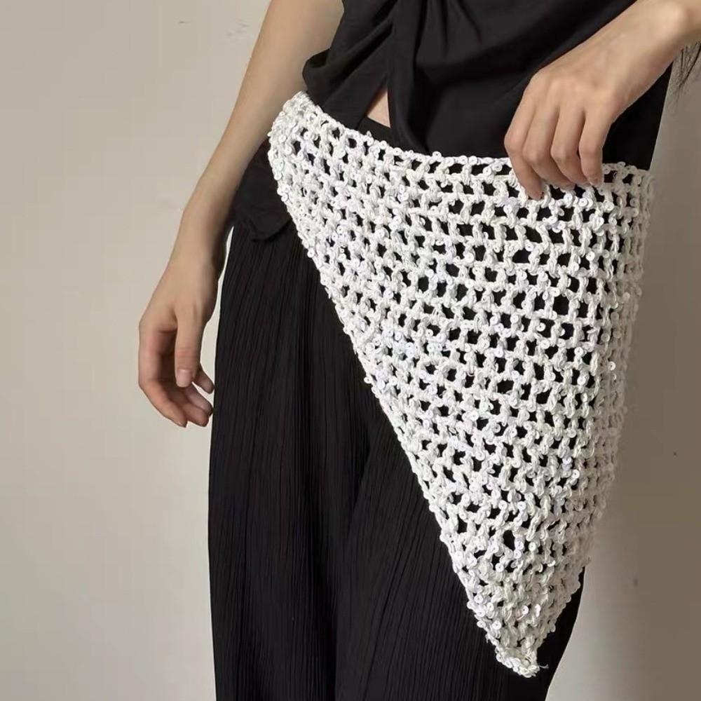 Sequined Triangular Scarf Bohemian Hollow Shawl Elegant Fart Curtain  Women