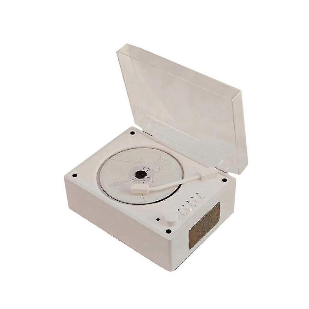 (Wood Grain White) Retro CD Player Rechargeable Support CD BT USB 3.5mm AUX Portable CD Player Bluetooth-Compatible 5.0