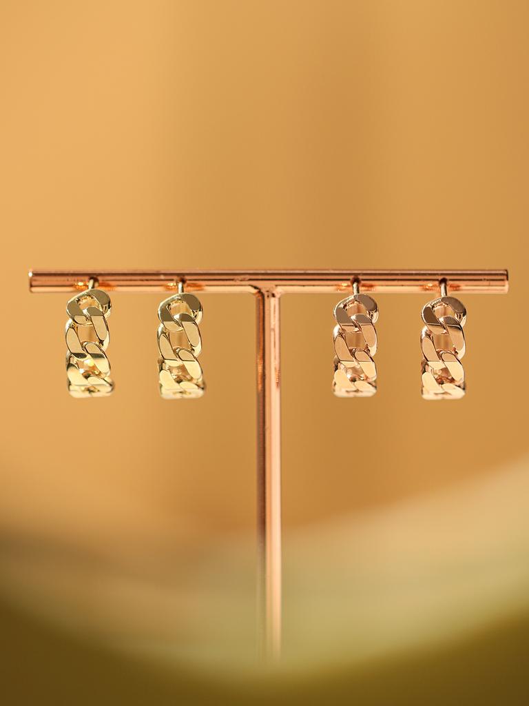 Minimalpiercing 14K 18K Twist Chain One-Touch Ring Earrings