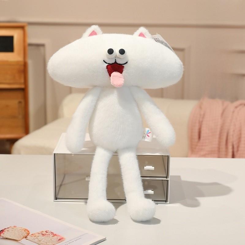 Super Soft Short Plush Frenchie Cat Plush Toy With Tongue Out Funny Design For Kids And Teens