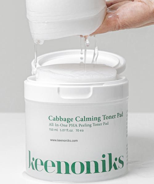 KEENONIKS Cabbage Calming Toner Pads (70 Sheets)