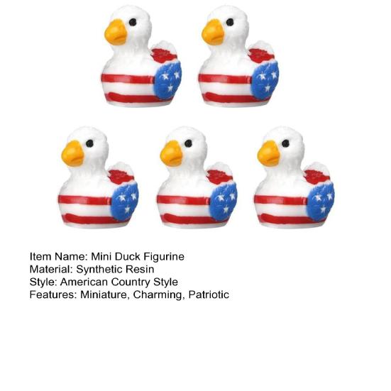 Patriotische Adler-Enten-Figur Mini-Harz-Enten mit 250-jährigem Jubiläumsmuster Kleine Tierfiguren für Unabhängigkeitstag Heim-Büro-Schreibtisch Badezimmer