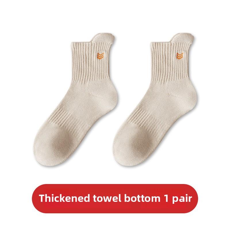 

Мужские зимние бархатные и толстые махровые носки с высокой талией, теплые подростковые носки из чистого хлопка 1 pair хаки