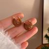 Pendientes Redondos Café Maillard para Mujer Hebillas de Oreja de Moda Gama Alta Pendientes de Nicho con Temperamento Retro