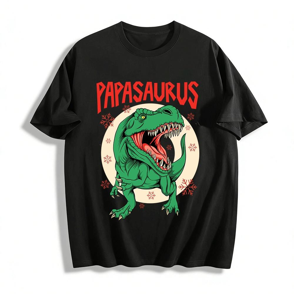 Мужская повседневная футболка с рождественским принтом Папазавр Тираннозавр, 100% хлопок XXS