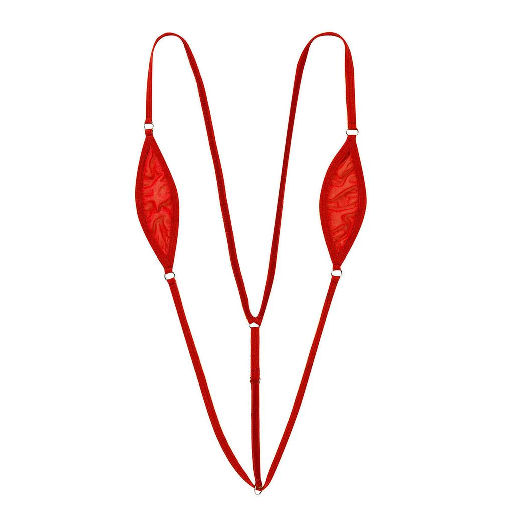Women One Piece Sheer Lingerie Spaghetti Straps Y Back Mini Micro Thong Bikini for Nightwear Swimwear