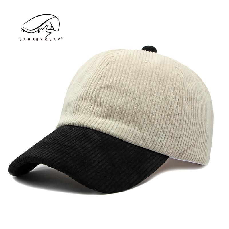 

Hat men and women autumn and winter new baseball cap soft top corduroy cap splicing can add logo simple Adjustable чёрный