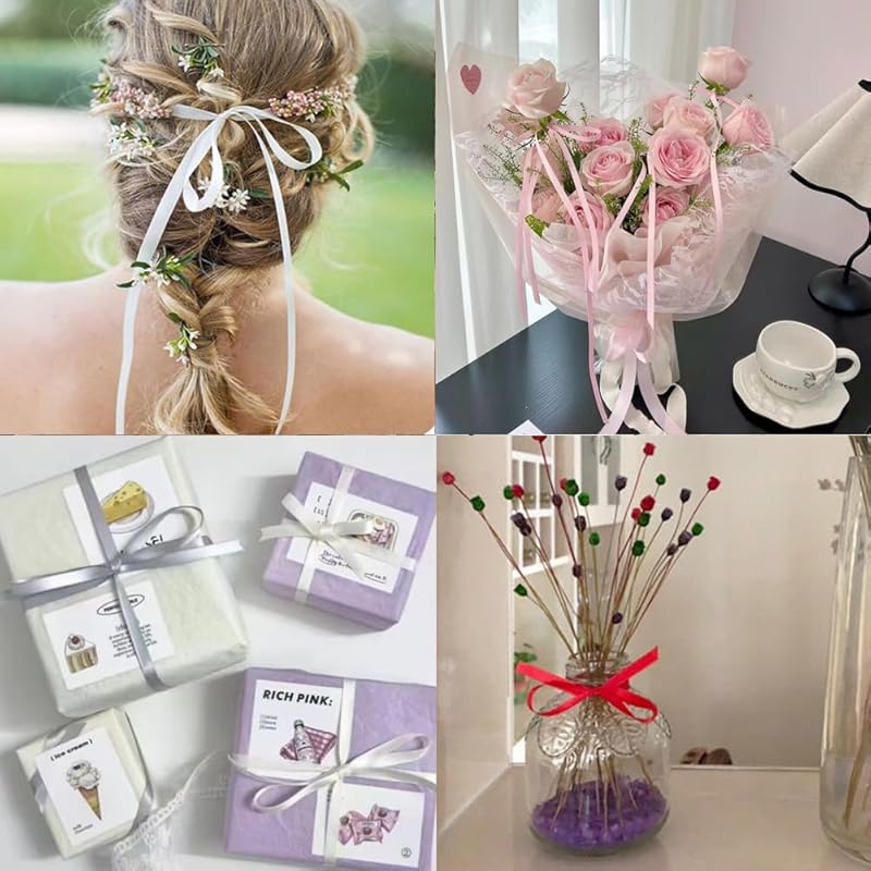 Double Sided Satin Ribbon Blue Width 3 Mm Extra Fine 100 Yards Long Approximately 91 Meters Large Capacity Gift Wrapping Ribbon Bowknot Packaging Gift