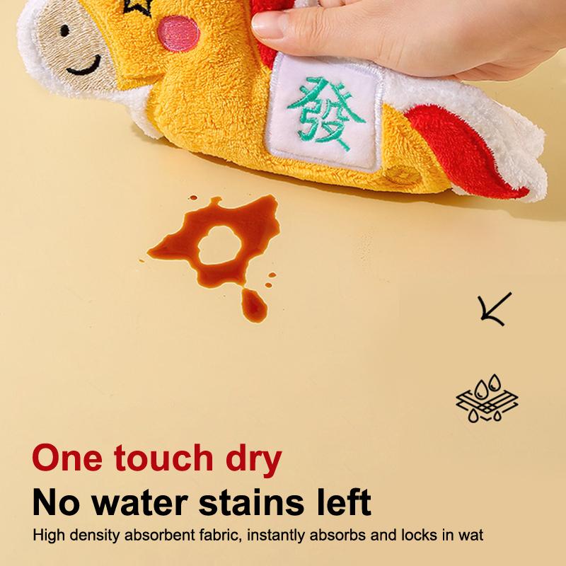 Creative Cartoon Cute Year Pony Hand Towel Coral Fleece Home Kitchen Bathroom Towel Thickened Hanging Absorbent Towels