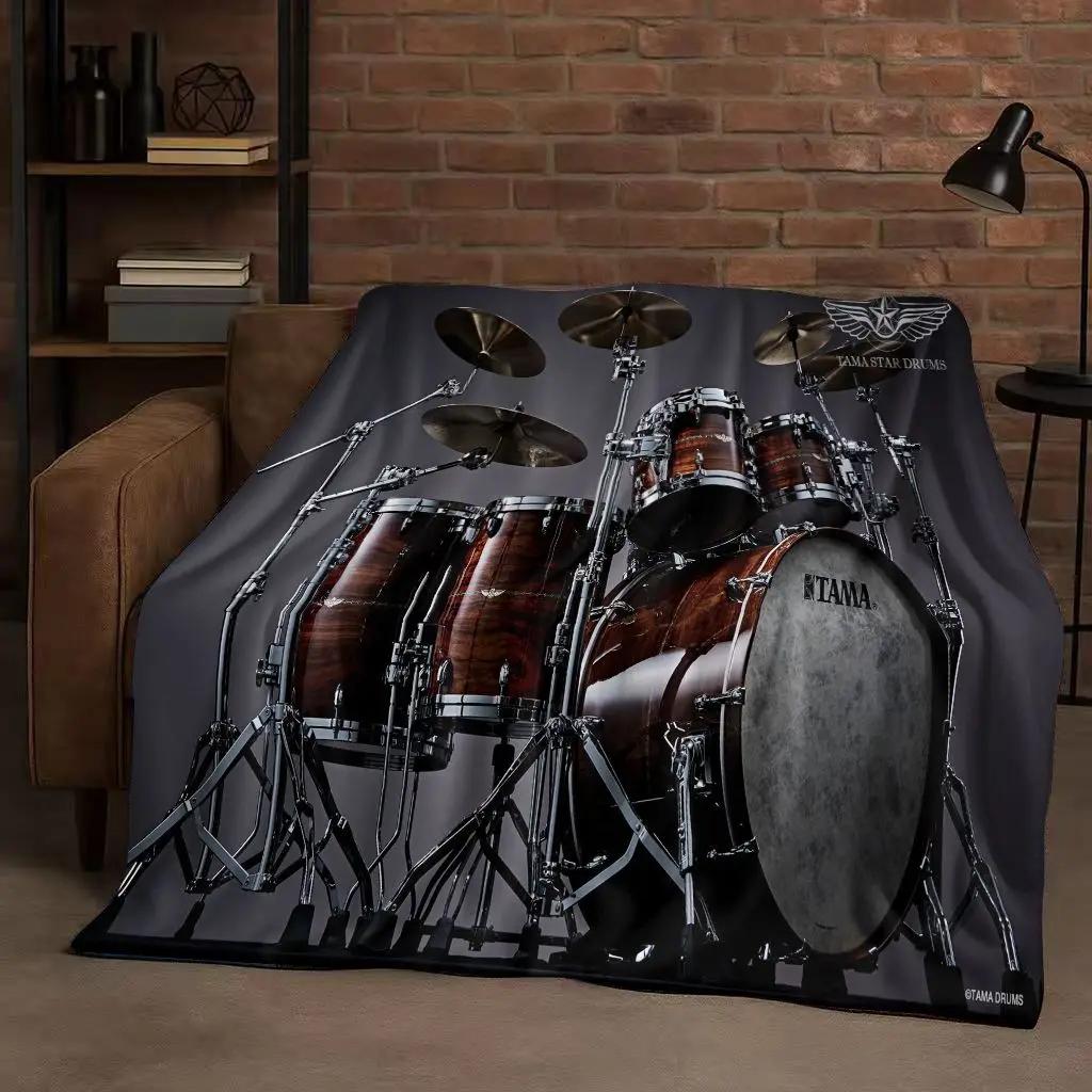 26 Style TAMA Drum Kit Drum Set Music Instruments Flannel Blanket,Ultra Soft Plush Throw for Home Bedroom Bed Sofa Cover Kids