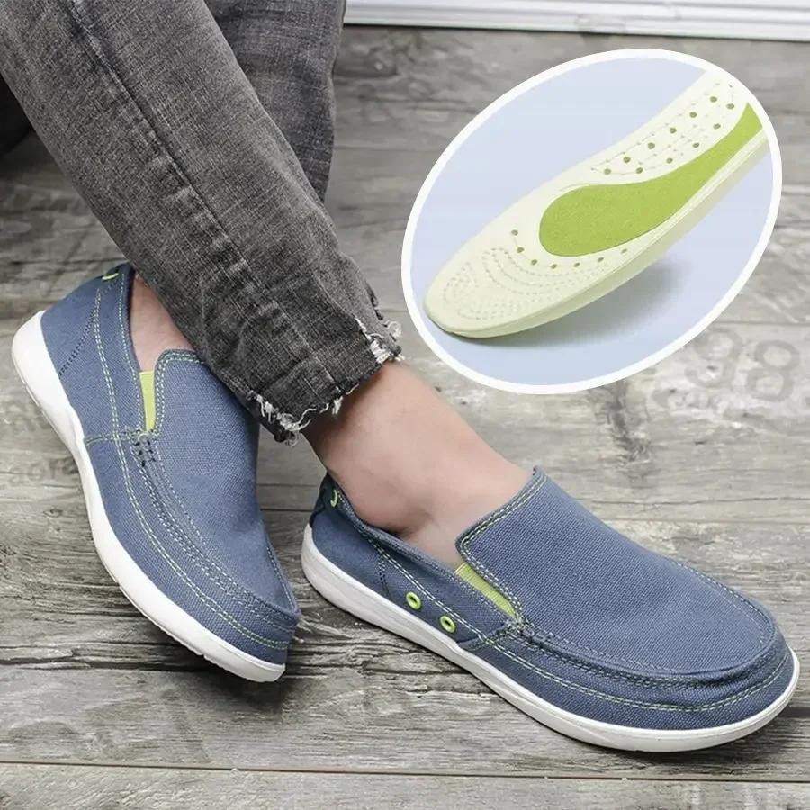 2024 Men Canvas Fashion Men's Casual Shoes Light Non-slip Loafer Flat Driving Shoes Outdoor Sneakers Vulcanized Shoes