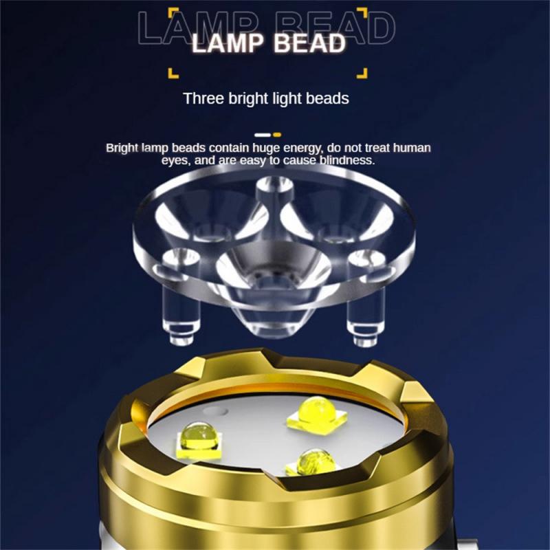 LED Mini Flashlight Type-C Rechargeable Waterproof 3rd Gear Adjustable Brightness Strong Lright Self Defense Flashlight Powerful
