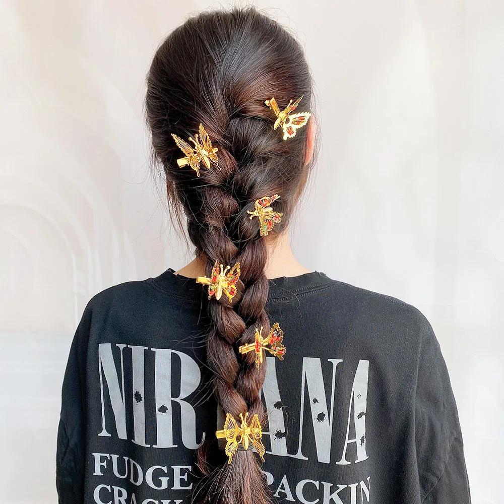 2/4 szt. Urocze Metalowe Puste Ruchome Motyle Spinki do Włosów dla Kobiet Dziewcząt Kolorowe Kokardki Klips do Włosów Spinka Opaska Akcesoria do Włosów