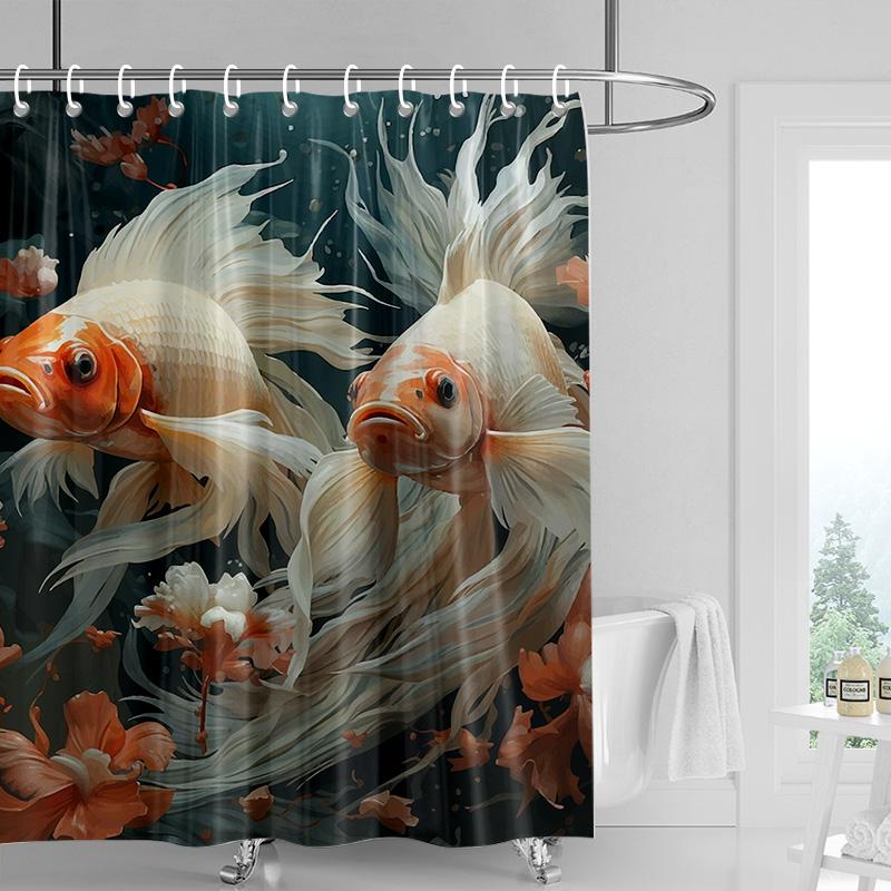 Marine Life Theme Waterproof Shower Curtain Bathtub Bathroom Partition Curtain Bathroom Decorative Shower Curtain 180x 180cm