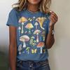 High-Quality Cotton Cute Mushroom Print Women's T-Shirt Retro Fashion Casual Summer New Short-Sleeved Women's Clothing